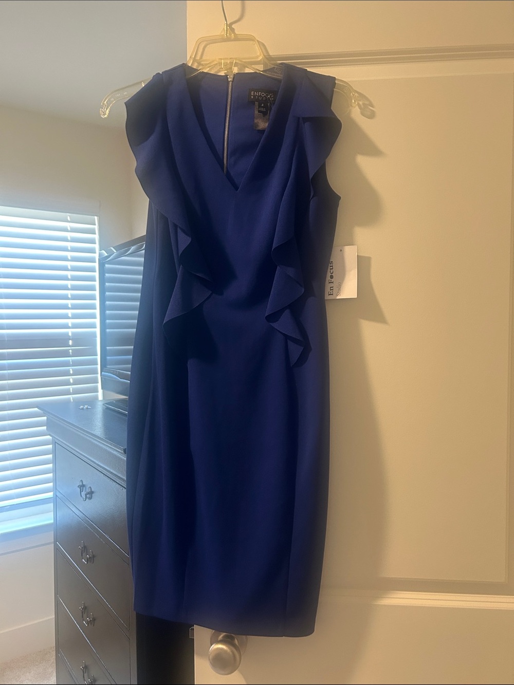 Enfocus Studio Cobalt Ruffle Sheath Dress